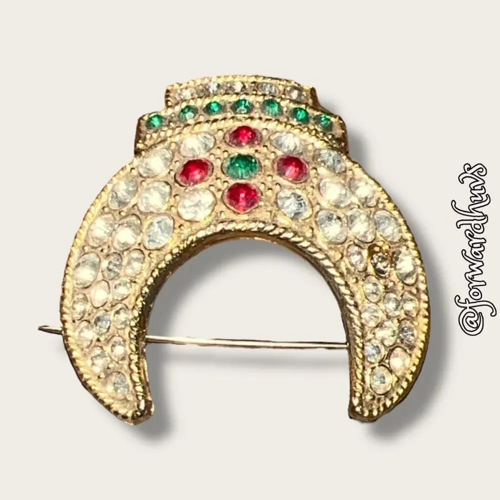 Vintage Shriners Fez Pin with Clear Rhinestone Accents